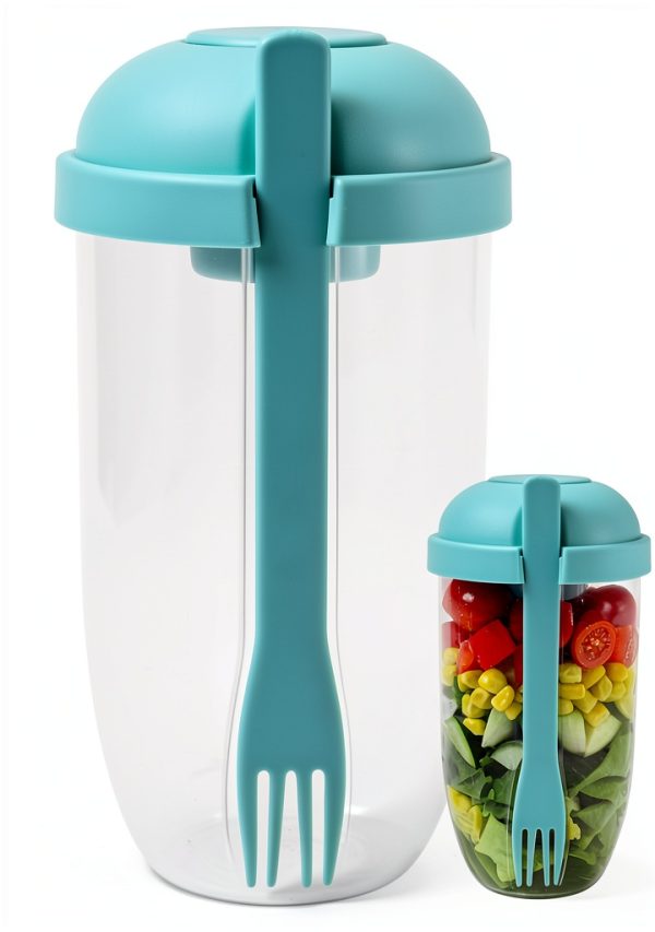Salad Shaker Cup KH866 1000ml Leakproof Lunch Container with Fork-1