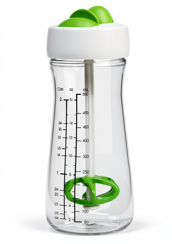 Salad Dressing Shaker Container, Dripless Pour, Leak-free, Soft Grip, BPA Free, Homemade Salad Dressing Bottle Mixer Measure, 500ml-4
