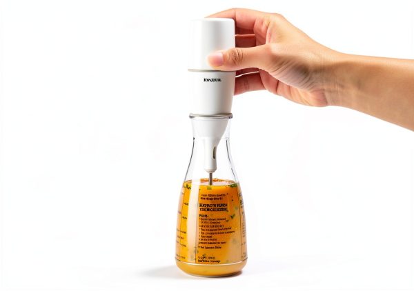 BonJour Chef's Tools Plastic Salad Dressing Carafe and Handheld Mixer, 12-Ounce, Salad Chef, White/Clear-3
