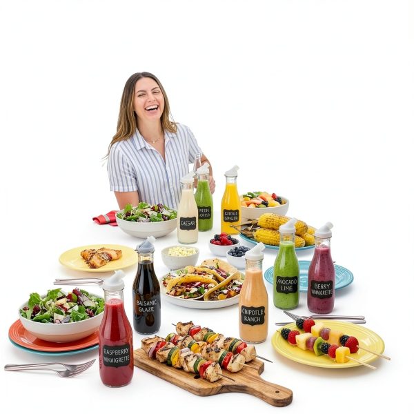 Salad Dressing Shaker Bottles kitchentoolz 32oz Glass with-7
