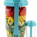 Salad Shaker Cup KH866 1000ml Leakproof Lunch Container with Fork-0