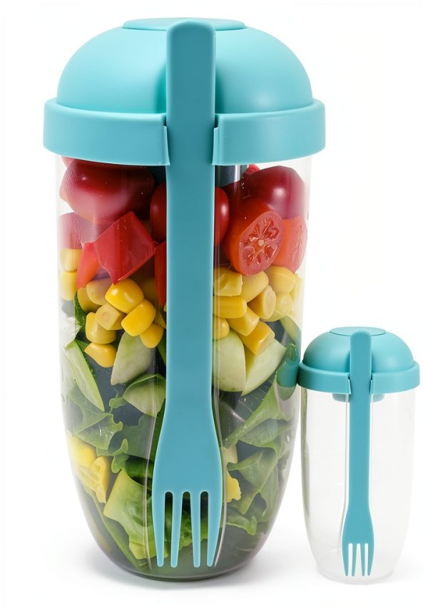Salad Shaker Cup KH866 1000ml Leakproof Lunch Container with Fork-0