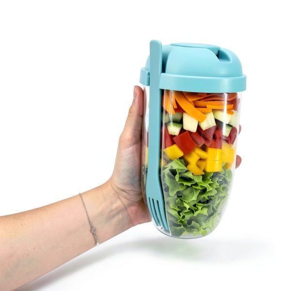 Salad Shaker Cup KH866 1000ml Leakproof Lunch Container with Fork-3