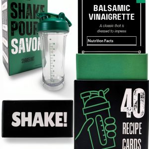Salad Dressing Shaker Bottle by PEGSORIX - BPA-Free with 40+ Recipes-0