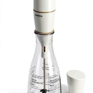 BonJour Chef's Tools Plastic Salad Dressing Carafe and Handheld Mixer, 12-Ounce, Salad Chef, White/Clear-0