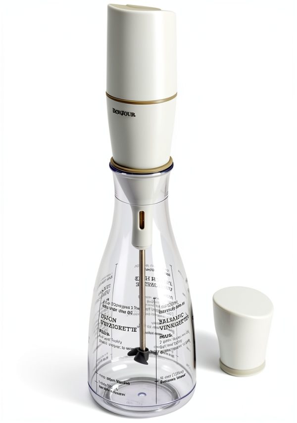 BonJour Chef's Tools Plastic Salad Dressing Carafe and Handheld Mixer, 12-Ounce, Salad Chef, White/Clear-0