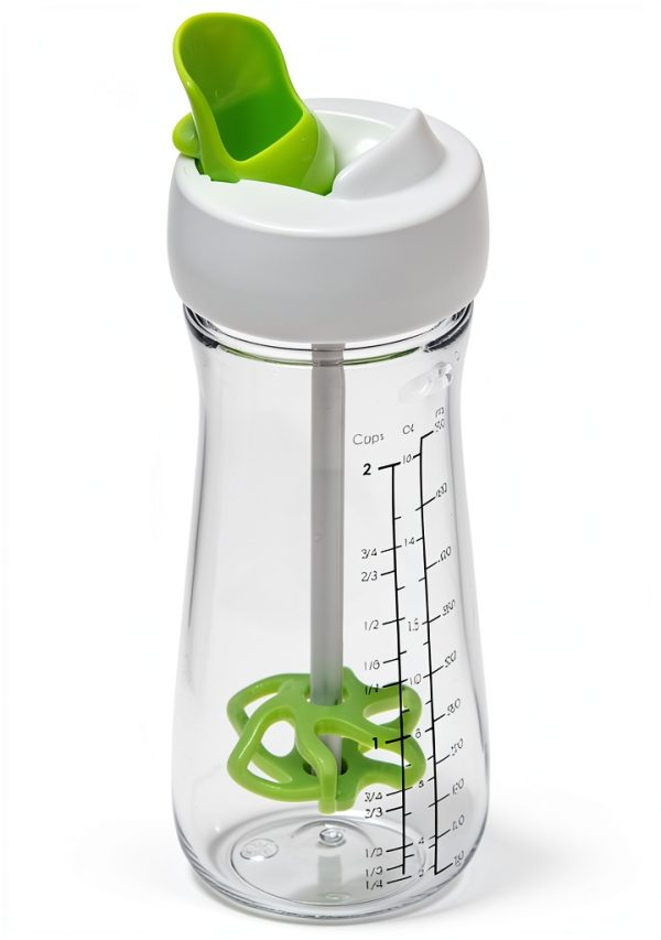 Salad Dressing Shaker Container, Dripless Pour, Leak-free, Soft Grip, BPA Free, Homemade Salad Dressing Bottle Mixer Measure, 500ml-0