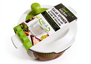 2L Salad Spinner Ideal Kitchen Hand Crank Green White Bowl 2L-0