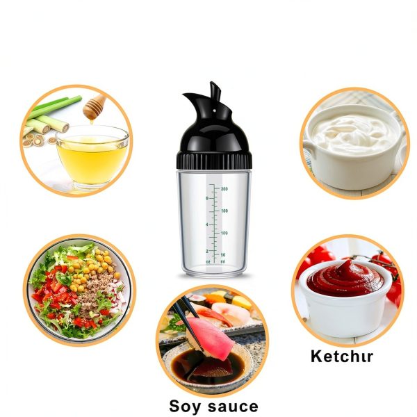 Salad Shaker Lallisa 3-Piece Black 7oz for Soy Sauce Vinaigrette-5