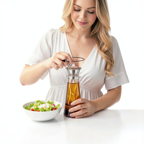 Amazing Abby Acrylic Salad Dressing Mixer with Stirring Blade and Built-In Recipe, Leak-Proof Plastic Vinaigrette Shaker Bottle, BPA-Free, Dishwasher-Safe, Easy to Measure, Mix, Serve, and Store-2