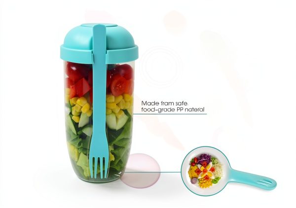 Salad Shaker Cup KH866 1000ml Leakproof Lunch Container with Fork-6