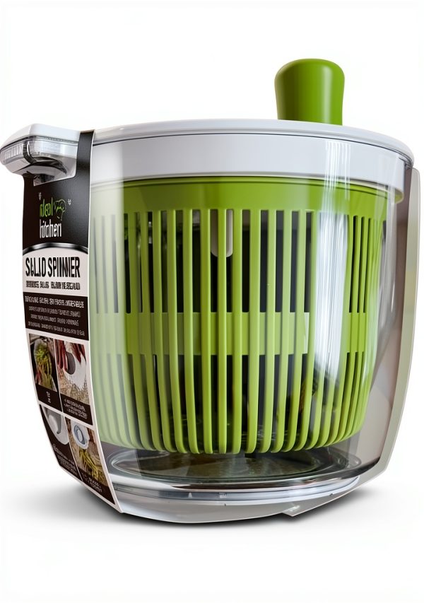 2L Salad Spinner Ideal Kitchen Hand Crank Green White Bowl 2L-1