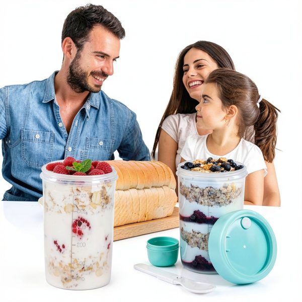 Salad Shaker Cup 3 Pack by Noamus 26oz Leak‑Proof Bottle with Fork-5